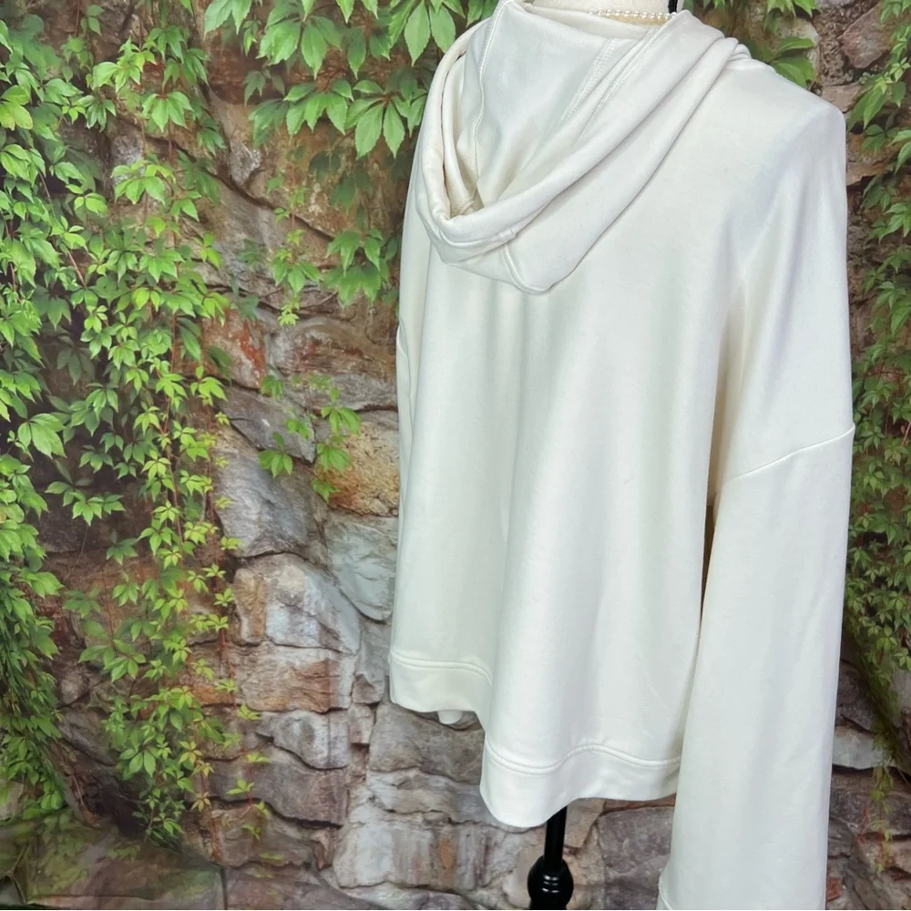 ALL IN MOTION Cream Ultra-Soft Wide Cuff Hooded Sweatshirt, XL - Picture 7 of 9